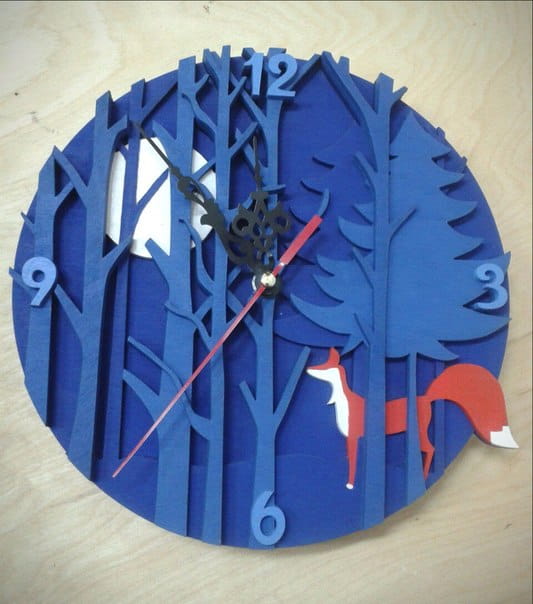 Laser Cut Woodland Scene with Fox Wall Clock