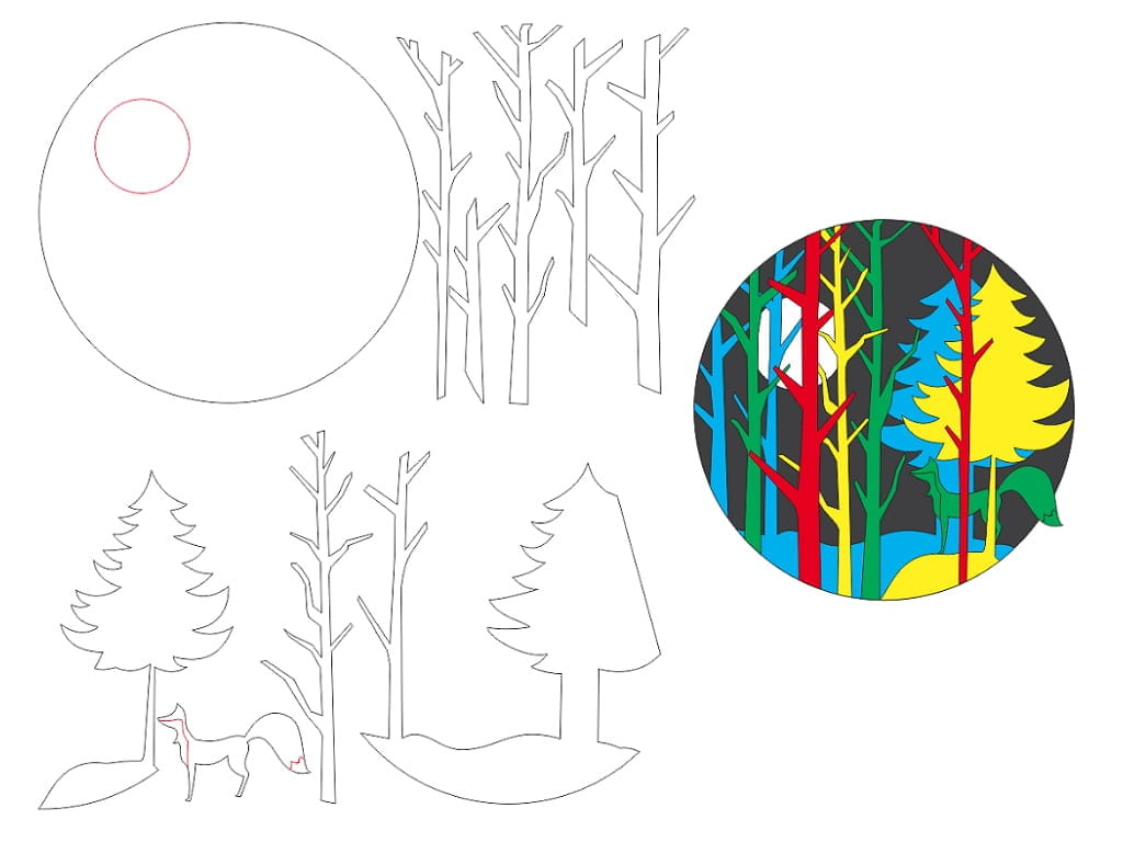 Laser Cut Woodland Scene with Fox Wall Clock