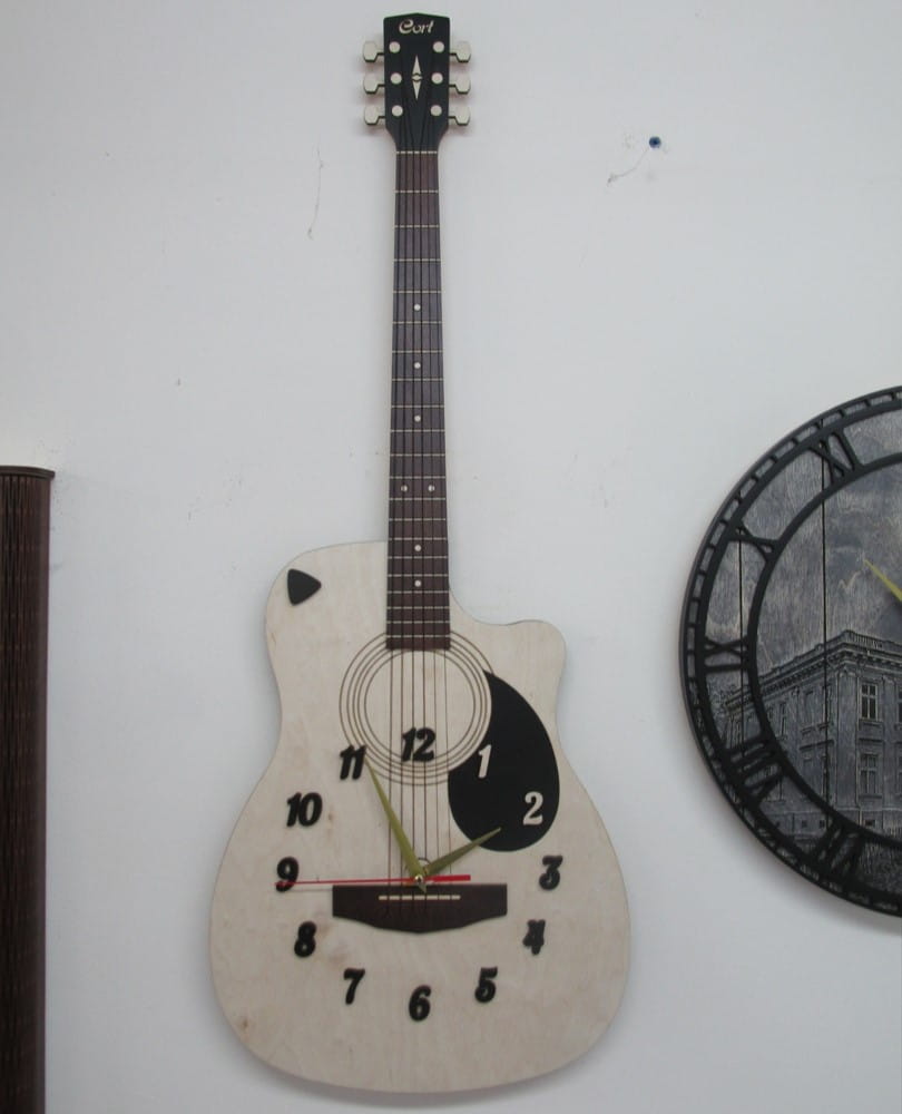 Laser Cut Wooden Guitar Wall Clock