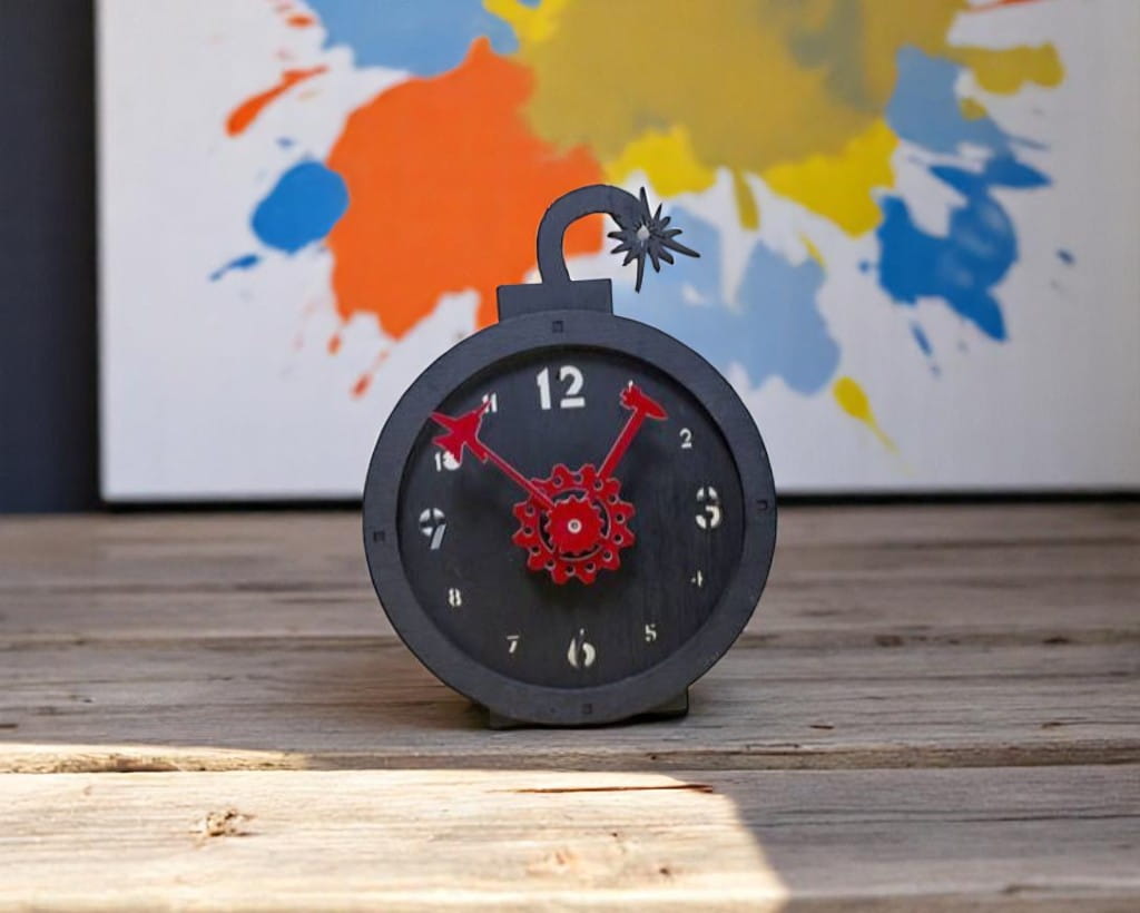 Laser Cut Bomb Shape Table Clock