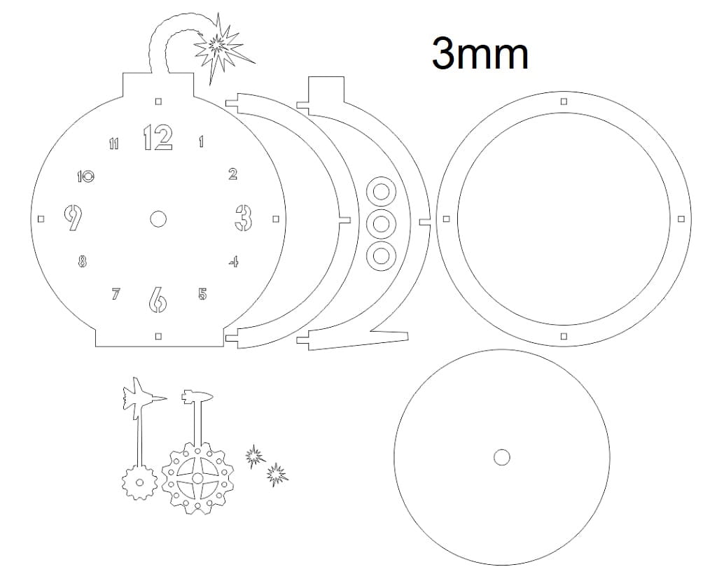 Laser Cut Bomb Shape Table Clock
