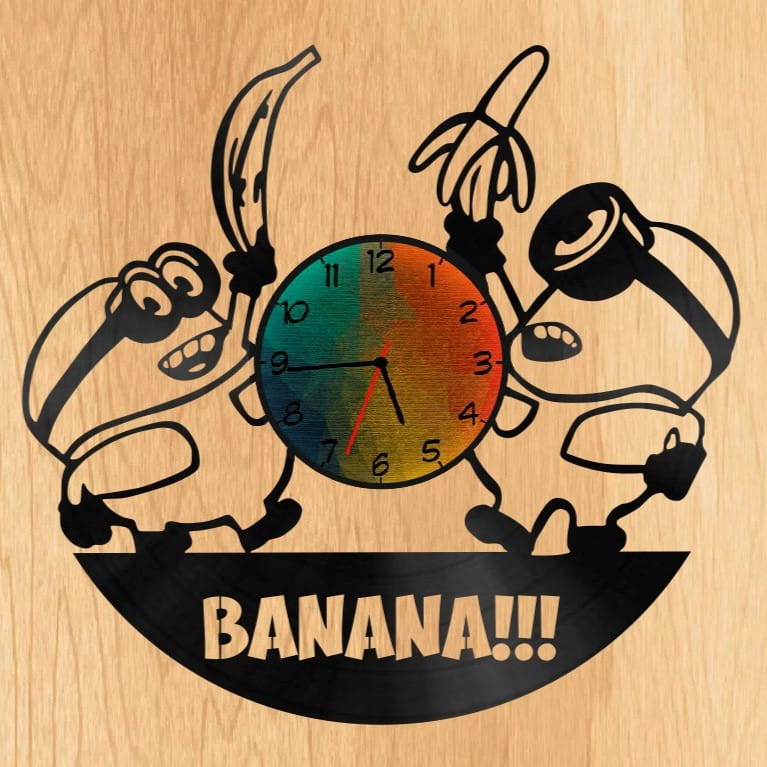 Laser Cut Minions Banana Wall Clock