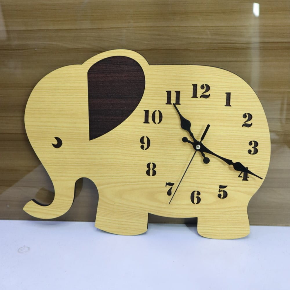 Laser Cut Elephant Wall Clock for Kids Room
