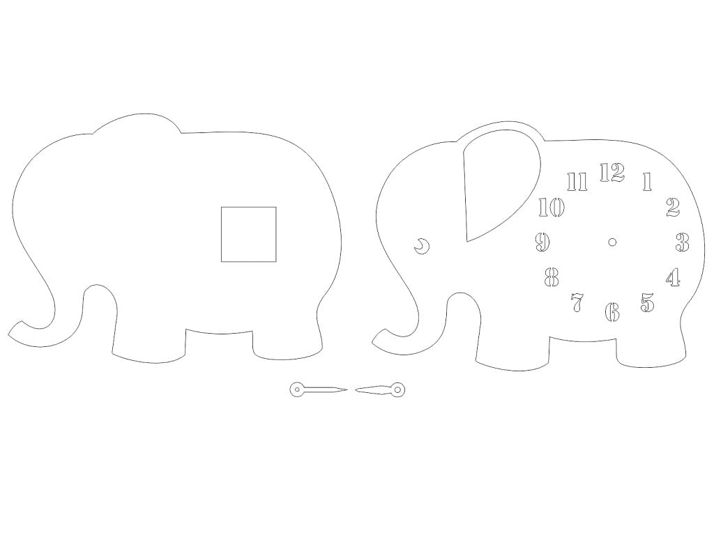 Laser Cut Elephant Wall Clock for Kids Room