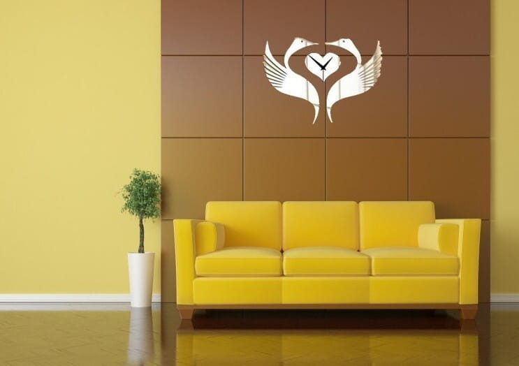 Laser Cut Swan Heart Wall Clock