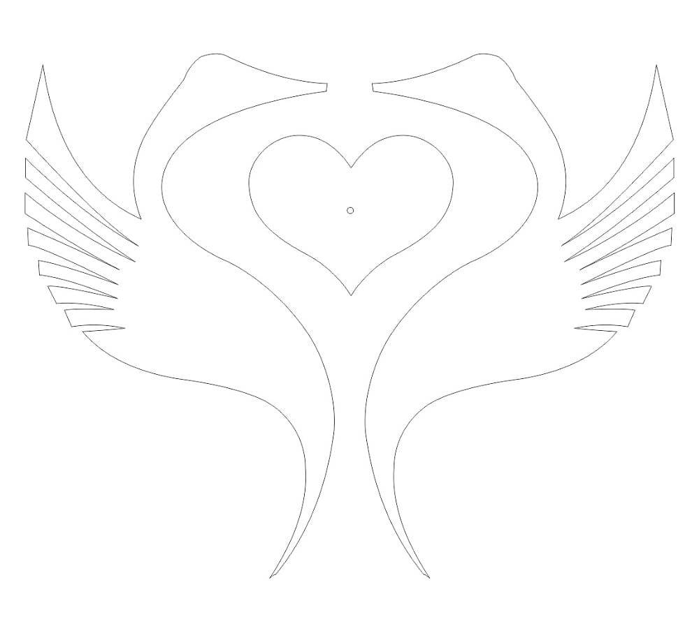 Laser Cut Swan Heart Wall Clock