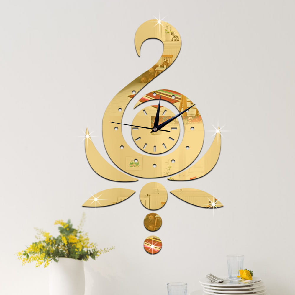 Laser Cut Lotus Swan Wall Clock