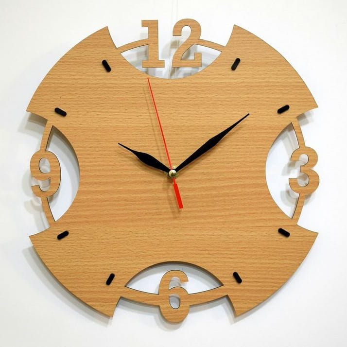 Laser Cut Elegant Wooden Wall Clock