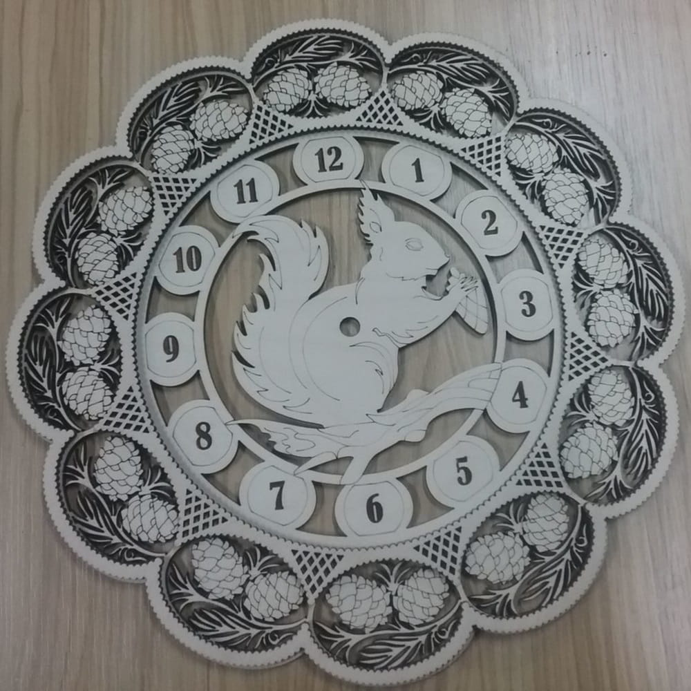 Laser Cut Decorative Squirrel Wall Clock