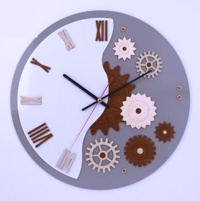 Laser Cut Gear Design Wall Clock
