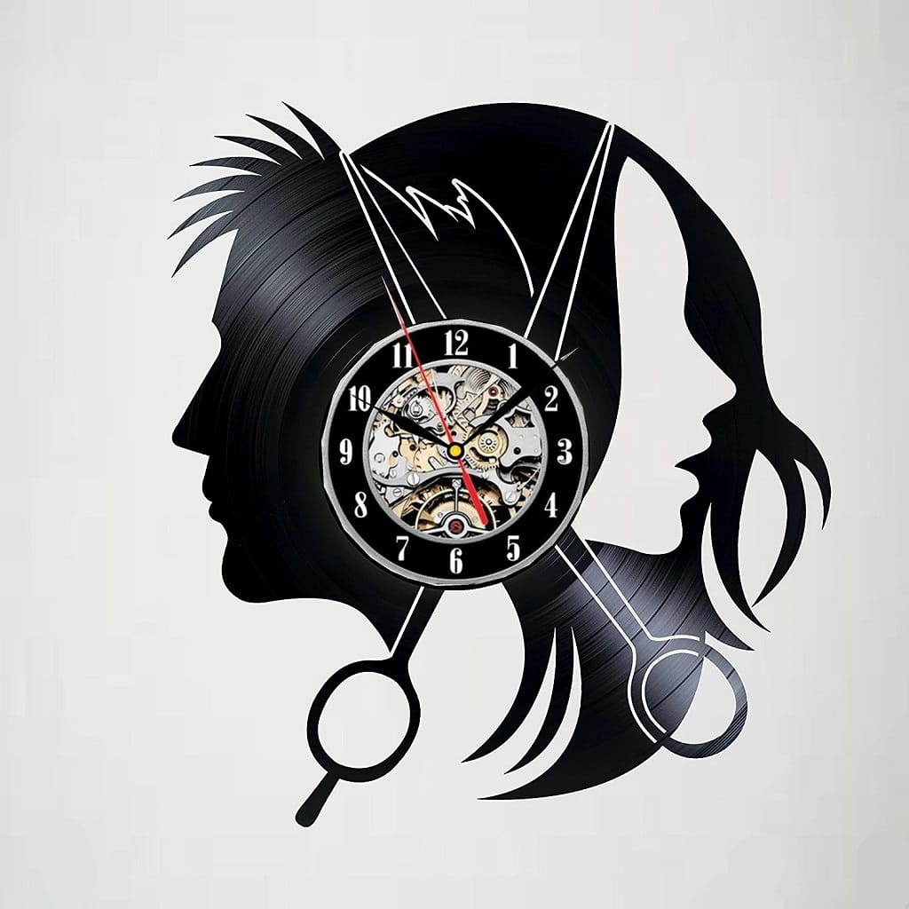 Laser Cut Hair Salon Vinyl Record Wall Clock
