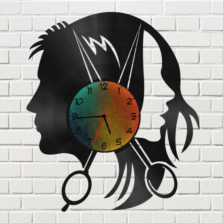 Laser Cut Hair Salon Vinyl Record Wall Clock