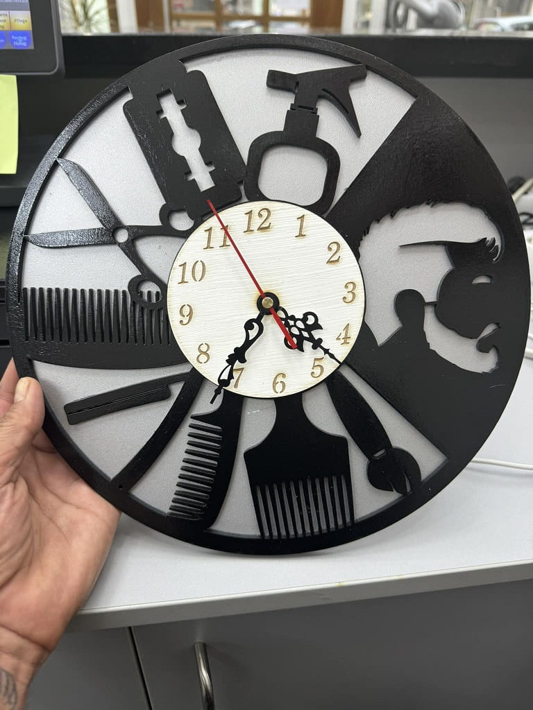 Laser Cut Barber Shop Wall Clock