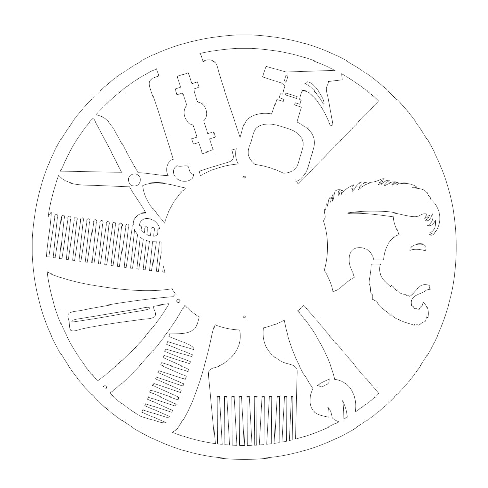 Laser Cut Barber Shop Wall Clock