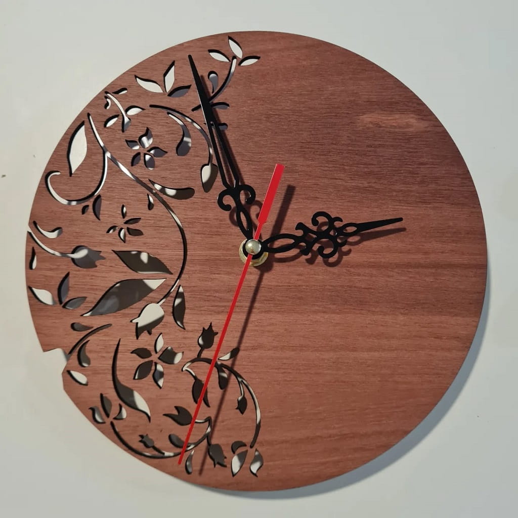 Laser Cut Half Leaf Flower Wall Clock