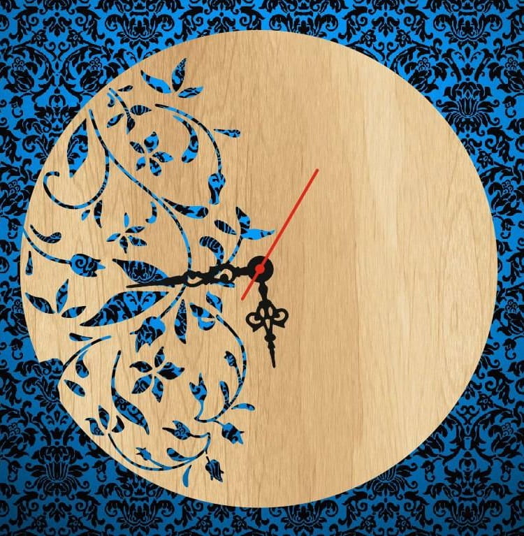 Laser Cut Half Leaf Flower Wall Clock