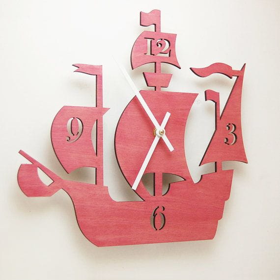 Laser Cut Sailing Ship Wall Clock