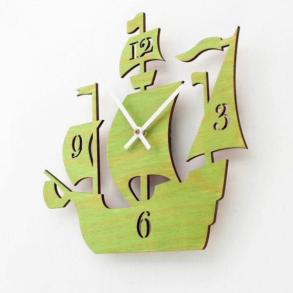 Laser Cut Sailing Ship Wall Clock