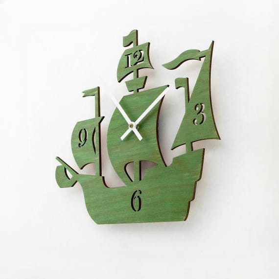 Laser Cut Sailing Ship Wall Clock