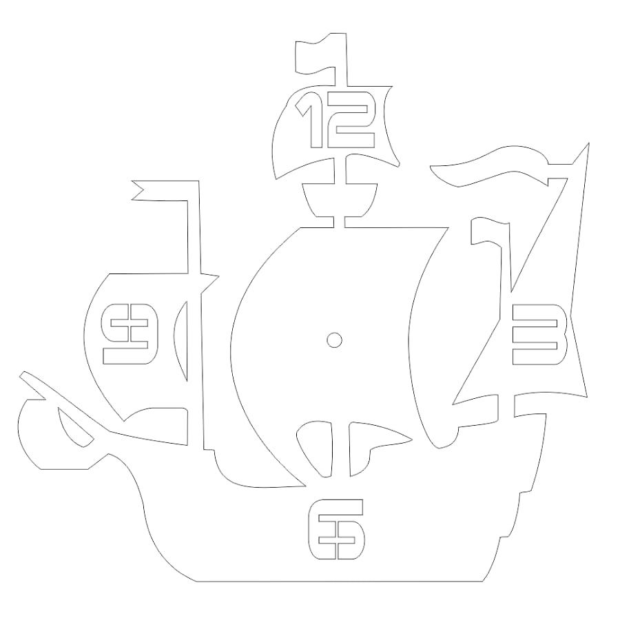 Laser Cut Sailing Ship Wall Clock