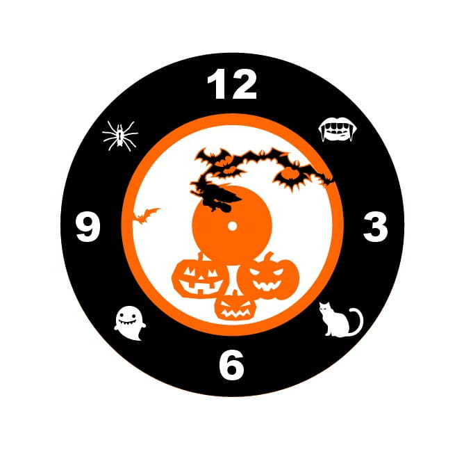 Laser Cut Halloween Wall Clock