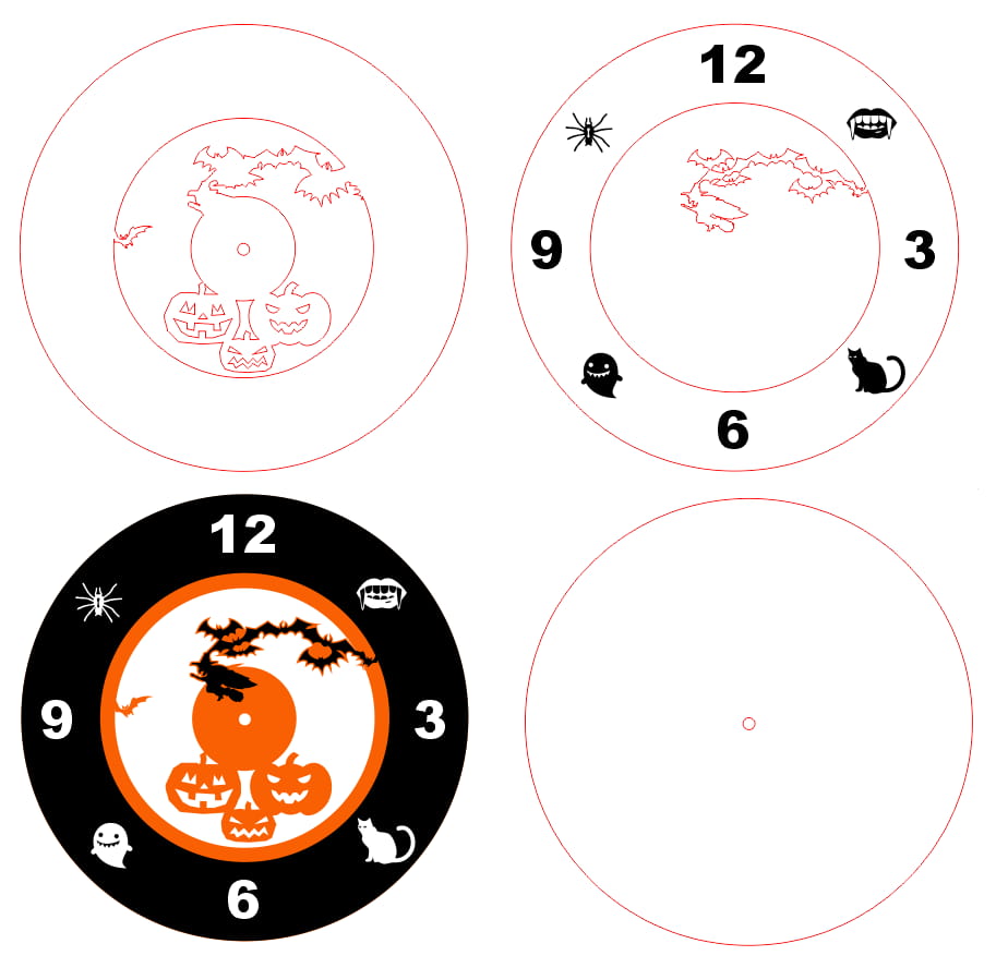 Laser Cut Halloween Wall Clock