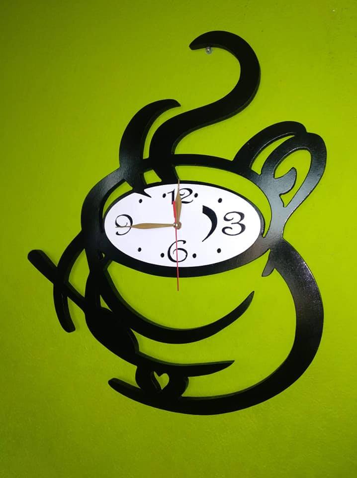 Laser Cut Coffee Wall Clock Kitchen Decor