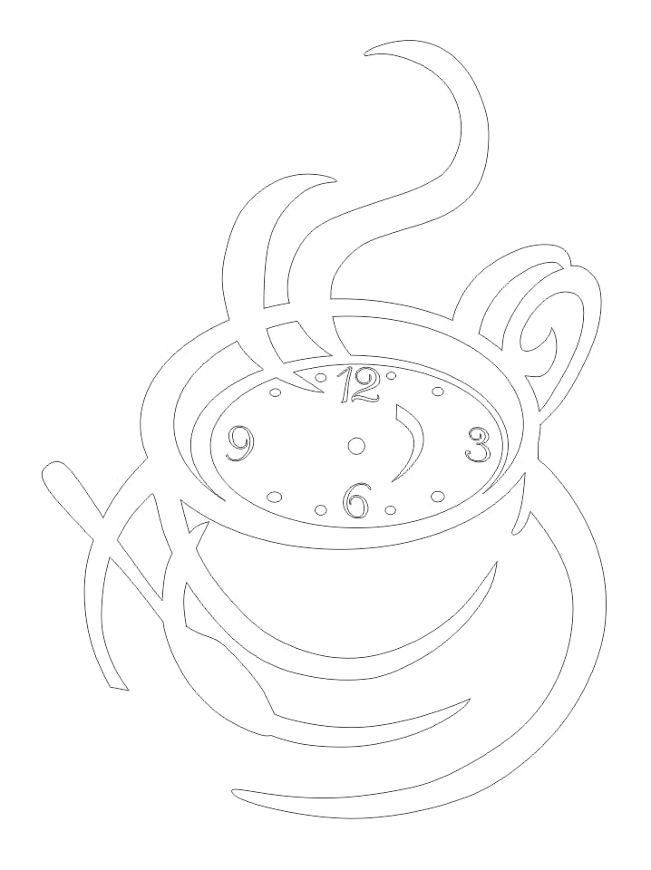 Laser Cut Coffee Wall Clock Kitchen Decor