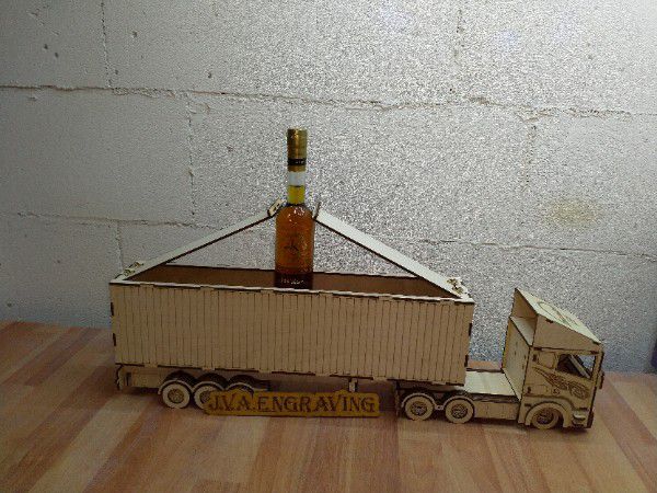 Laser Cut Wooden Wine Bottle Box Truck