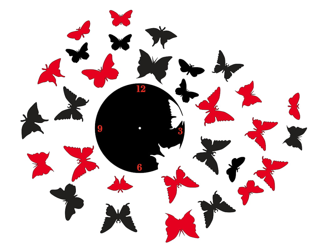 Laser Cut Decorative Butterflies Wall Clock for Home Decor