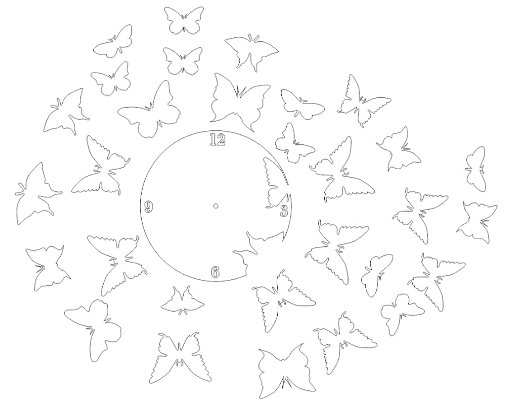 Laser Cut Decorative Butterflies Wall Clock for Home Decor