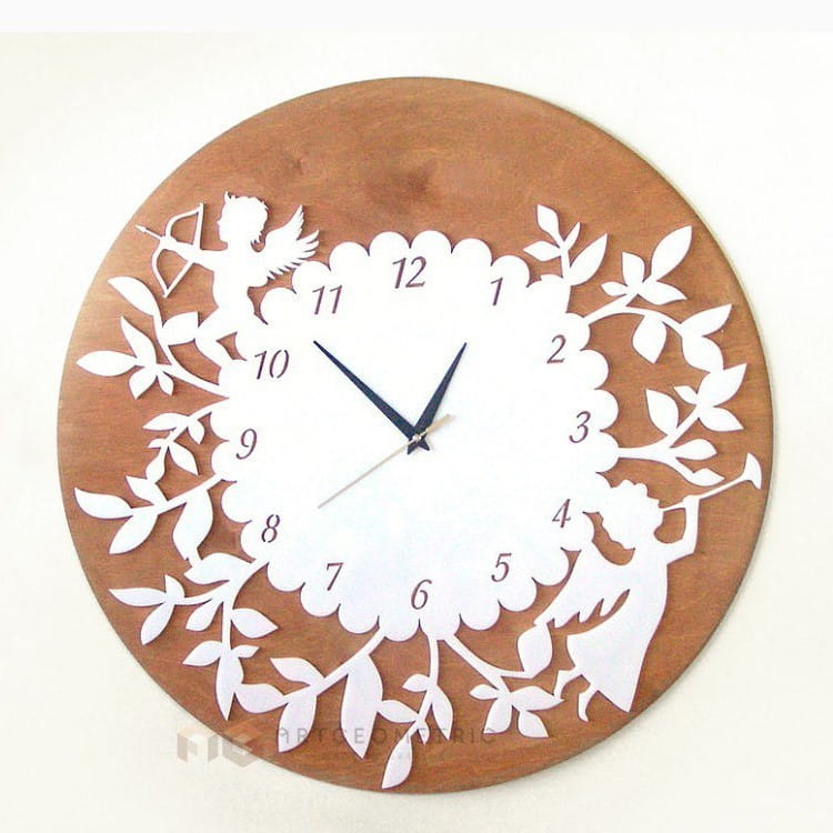 Laser Cut Floral Round Design Art Wall Clock