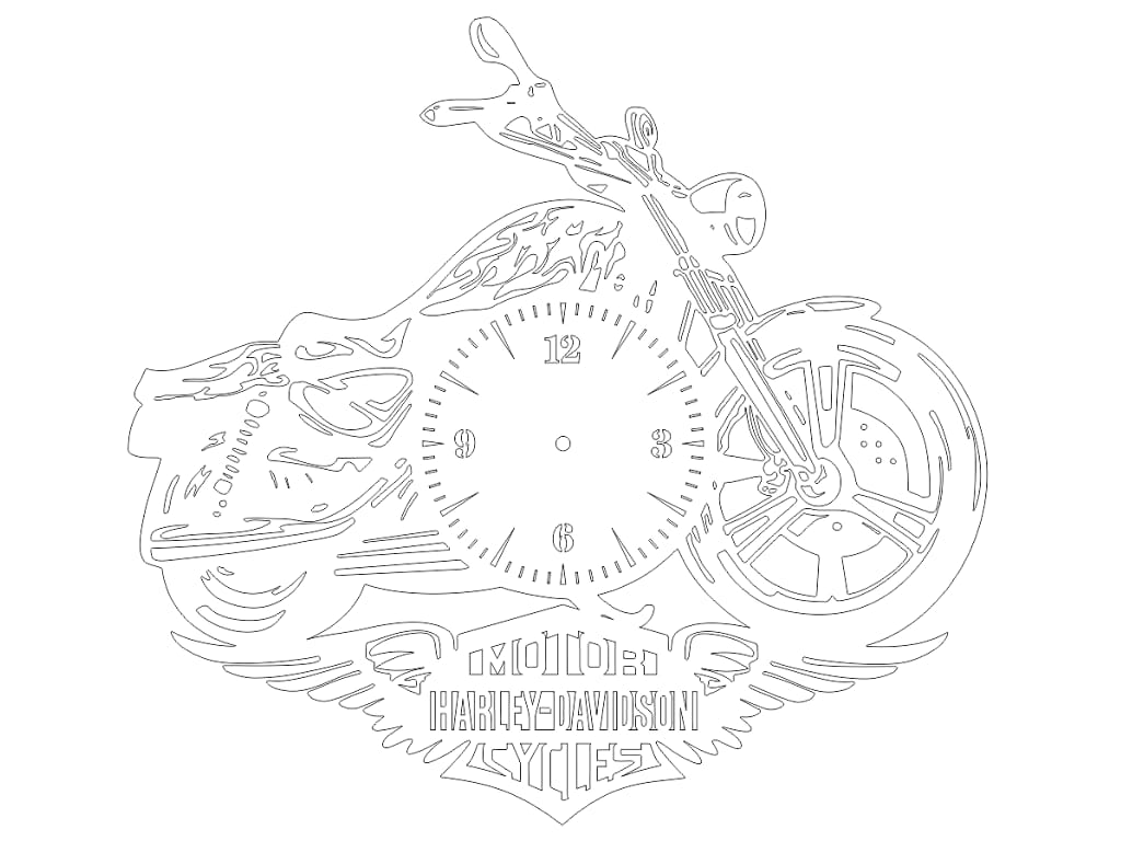 Laser Cut Harley Davidson Bike Wall Clock