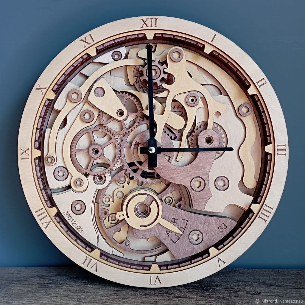 Laser Cut Mechanical Gear Wall Clock