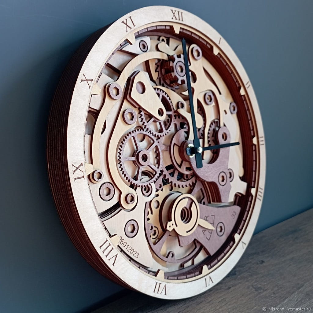 Laser Cut Mechanical Gear Wall Clock