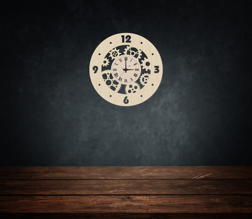 Laser Cut Steampunk Gears Wall Clock