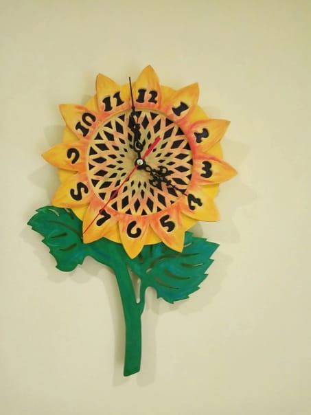 Laser Cut Sunflower Wall Clock