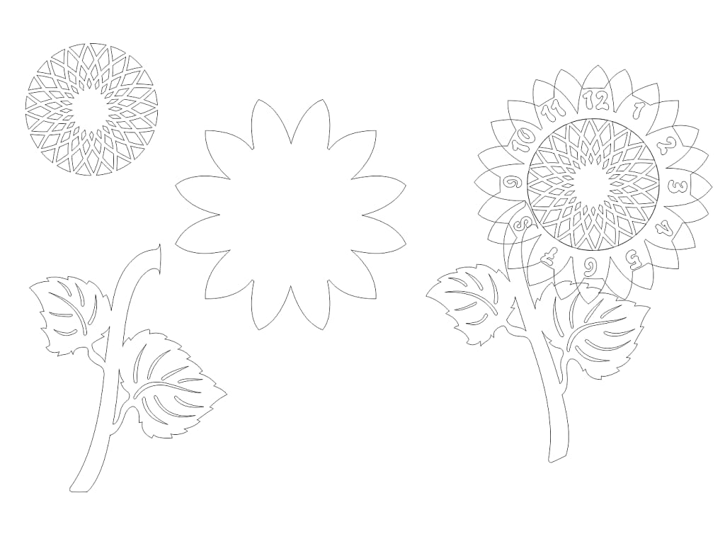 Laser Cut Sunflower Wall Clock
