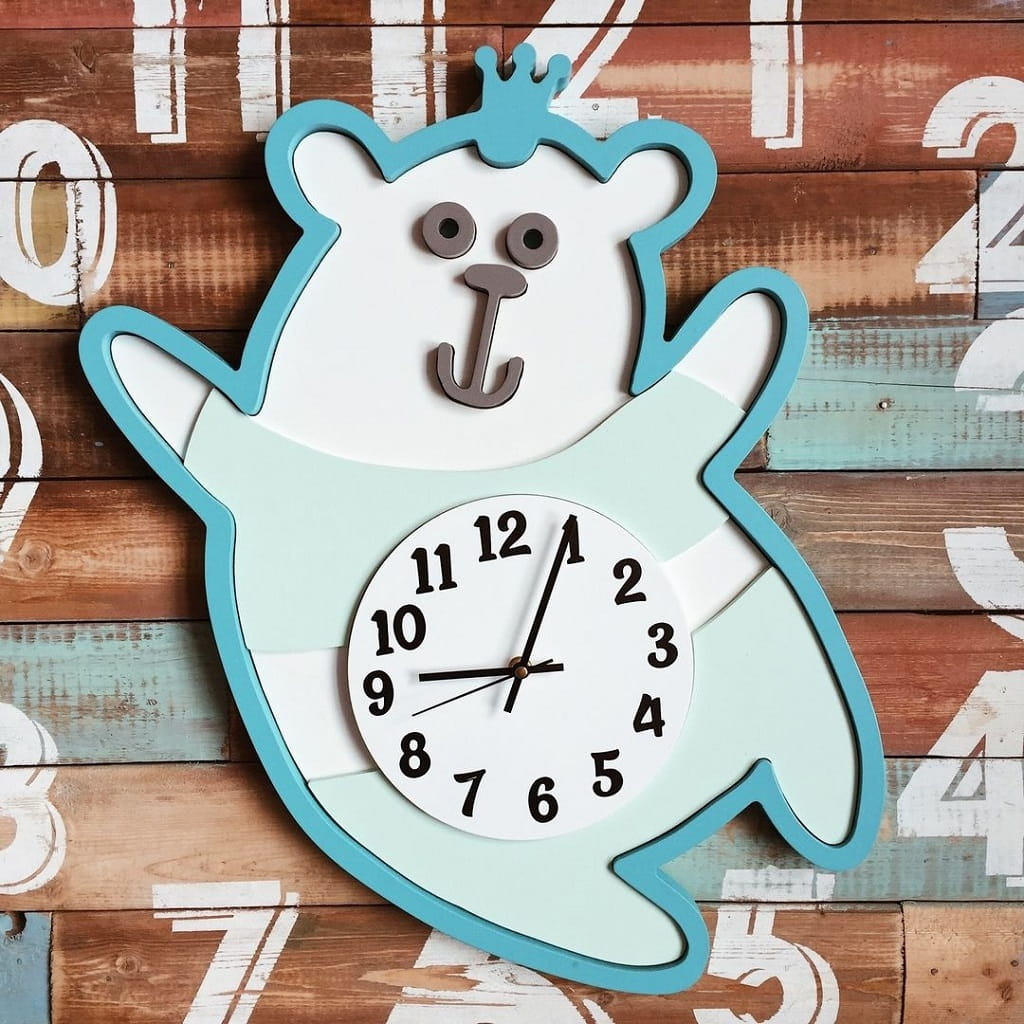Laser Cut Teddy Bear Nursery Wall Clock