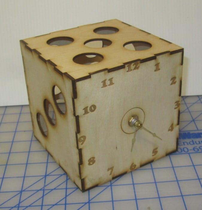 Laser Cut Wooden Dice Shaped Table Clock
