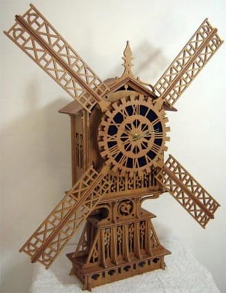 Laser Cut Wooden Windmill Table Clock