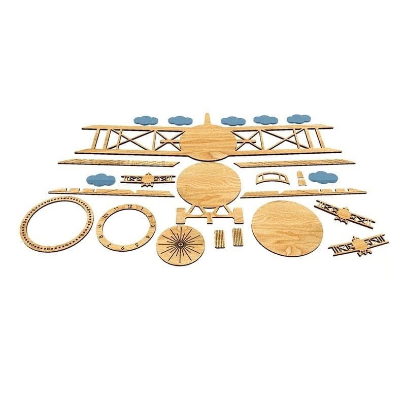 Laser Cut Airplane Wall Clock for Kids Room Decor
