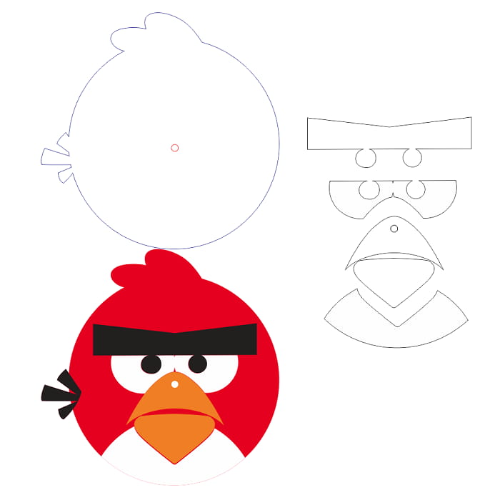 Laser Cut Angry Birds Red Wall Clock