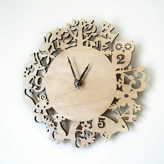 Laser Cut Birds and Animals Theme Wall Clock