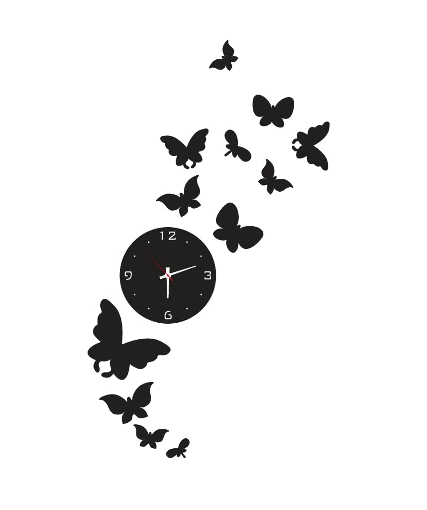 Laser Cut Flying Butterflies Wall Clock for Home Decor