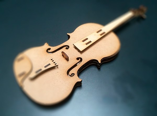 Laser Cut Miniature Violin 3D Wood Model