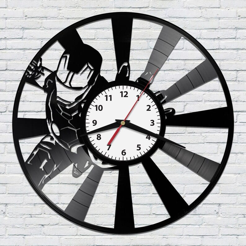 Laser Cut Iron Man Superhero Vinyl Record Wall Clock