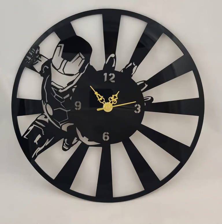 Laser Cut Iron Man Superhero Vinyl Record Wall Clock