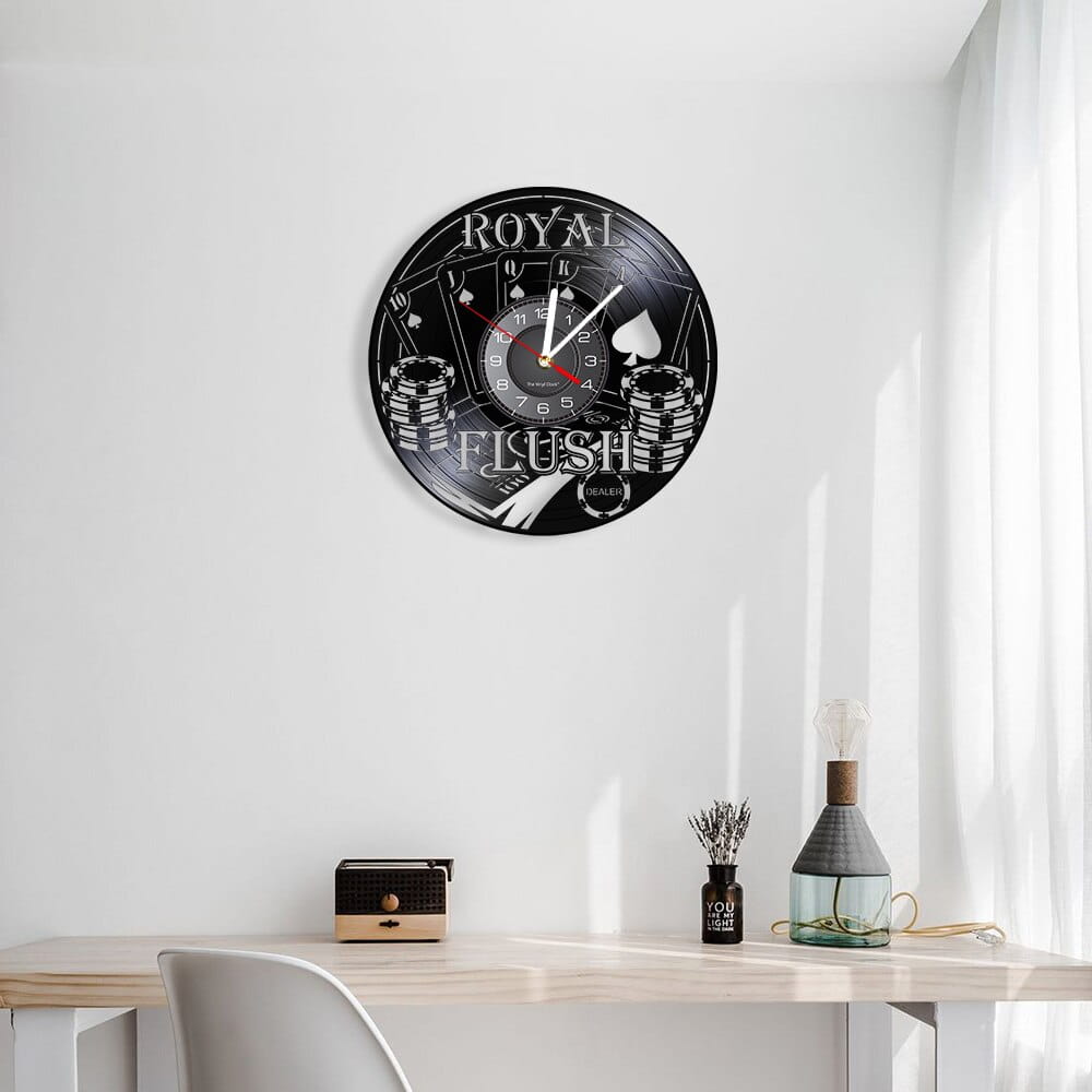 Laser Cut Royal Flush Poker Card Game Vinyl Record Wall Clock