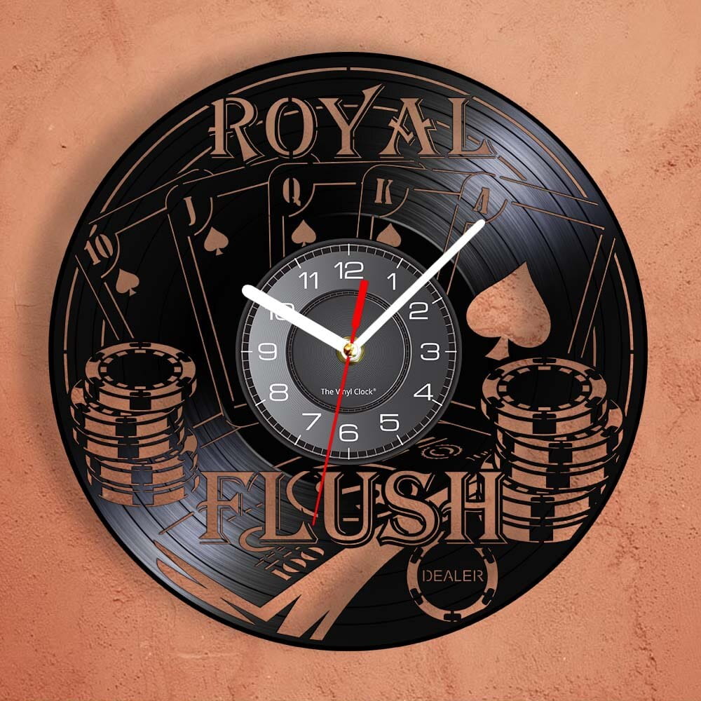 Laser Cut Royal Flush Poker Card Game Vinyl Record Wall Clock